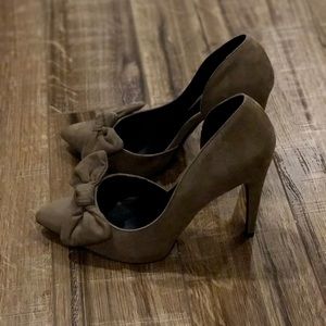 Bow Tie Suede High Heels